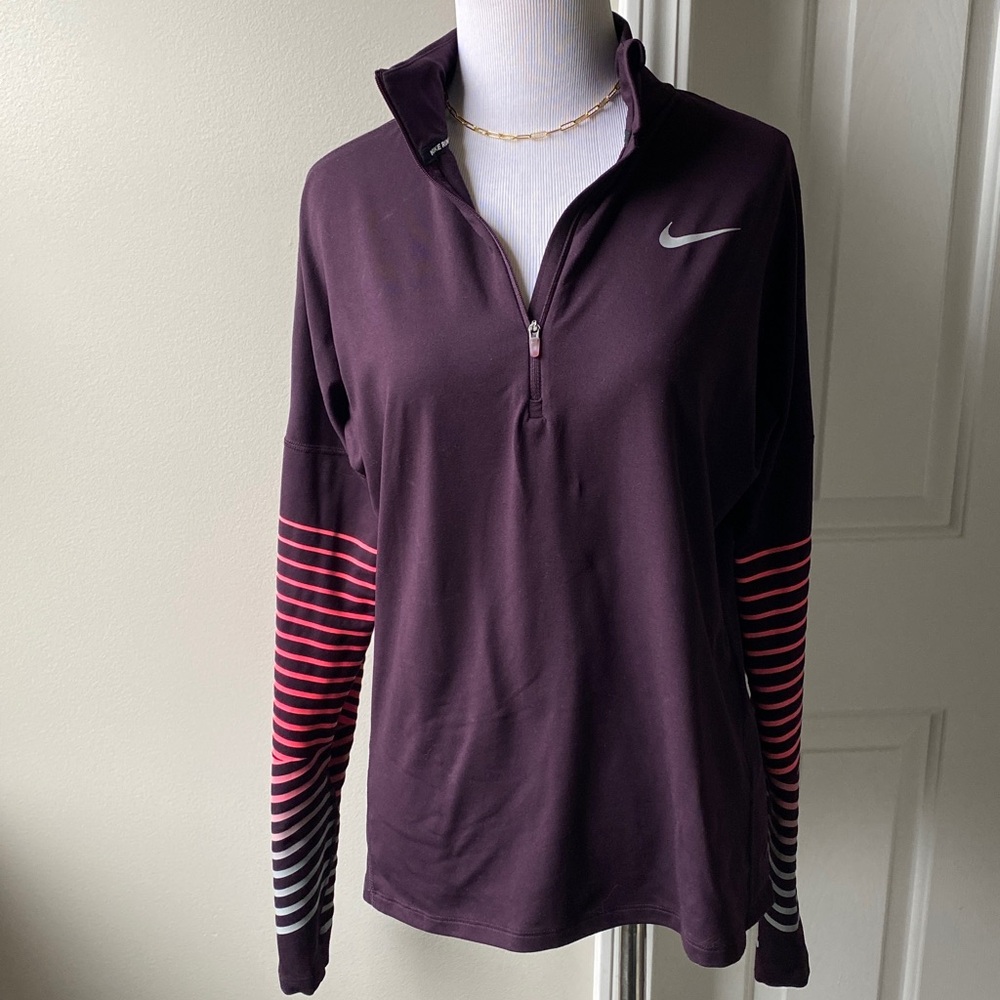 Nike Athletic Dri-Fit Running Long Sleeved Quarter Zip Top Pull Over Small ~ S
